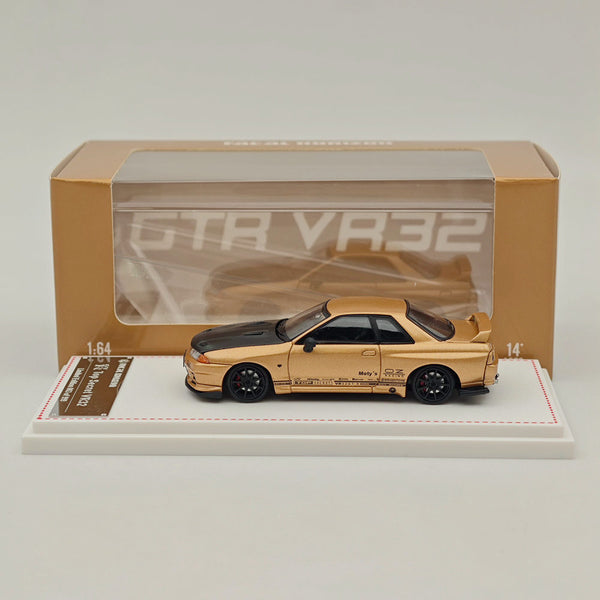 FH 1/64 Nissan Skyline GT-R VR32 Top Secret Carbon Hood Gold Diecast Model Car