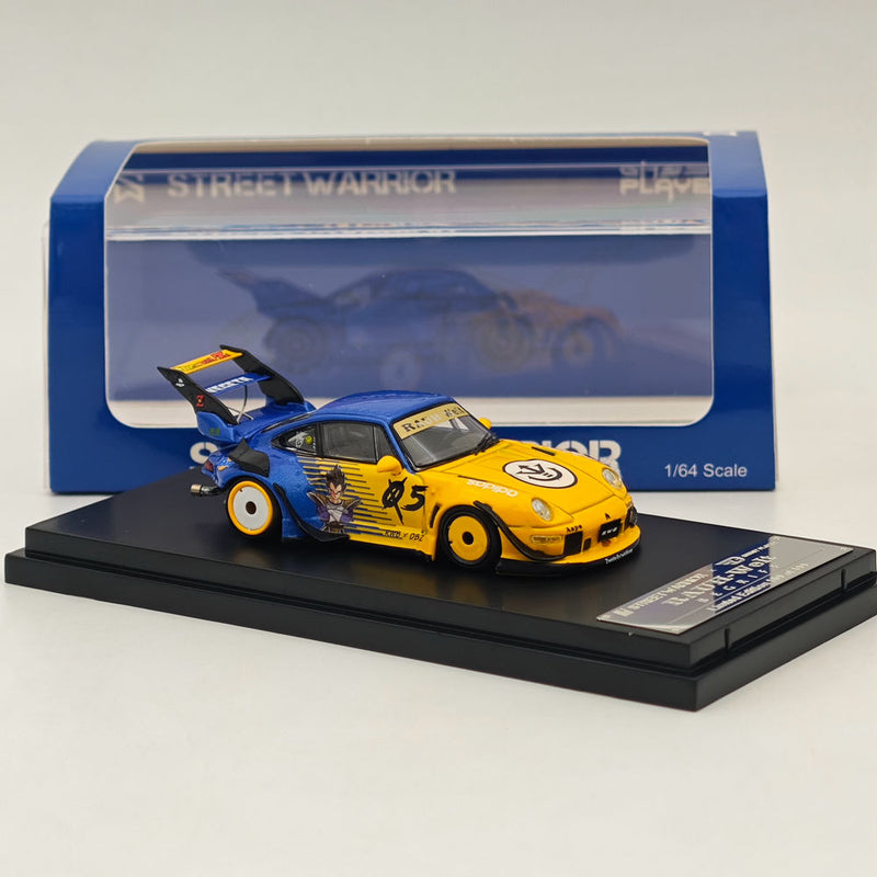 Street WARRIOR SW 1:64 Dragon Ball RWB 993 911 Racing Sports Yellow Model Diecast Metal Car Collection