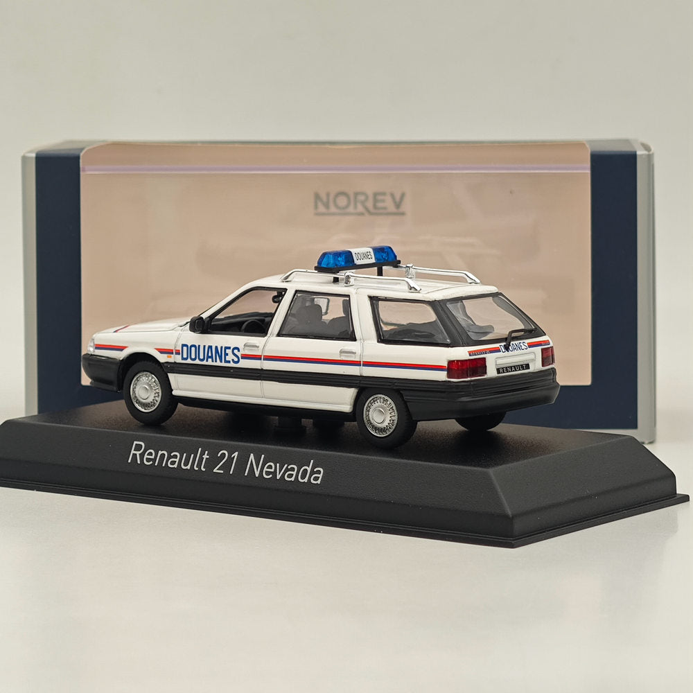 1/43 Norev Renault R21 Nevada Sw Station Wagon Douanes 1993 modèle moulé sous pression blanc
