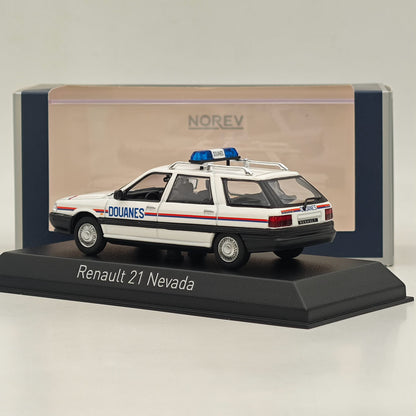 1/43 Norev Renault R21 Nevada Sw Station Wagon Douanes 1993 modèle moulé sous pression blanc