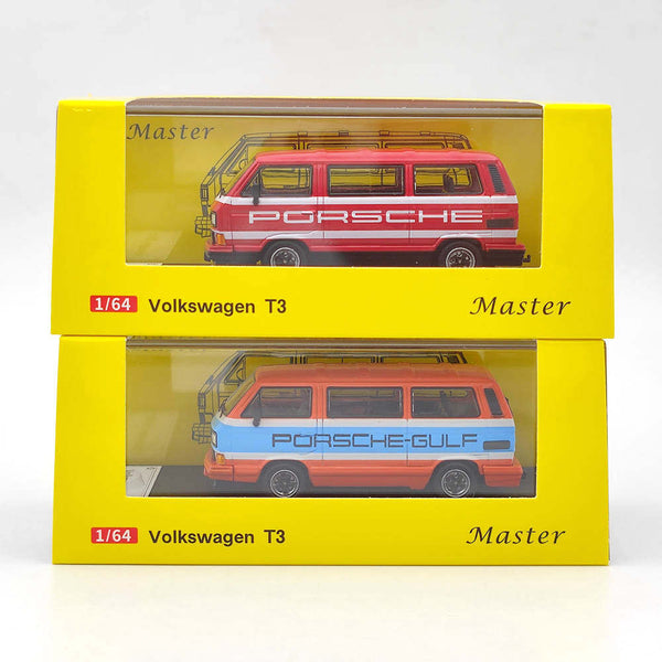 Master 1:64 Porsche B32 & VW T3 Multivan 1985 Van Gulf Diecast Toys Car Models Miniature Hobby Exquisite Gifts