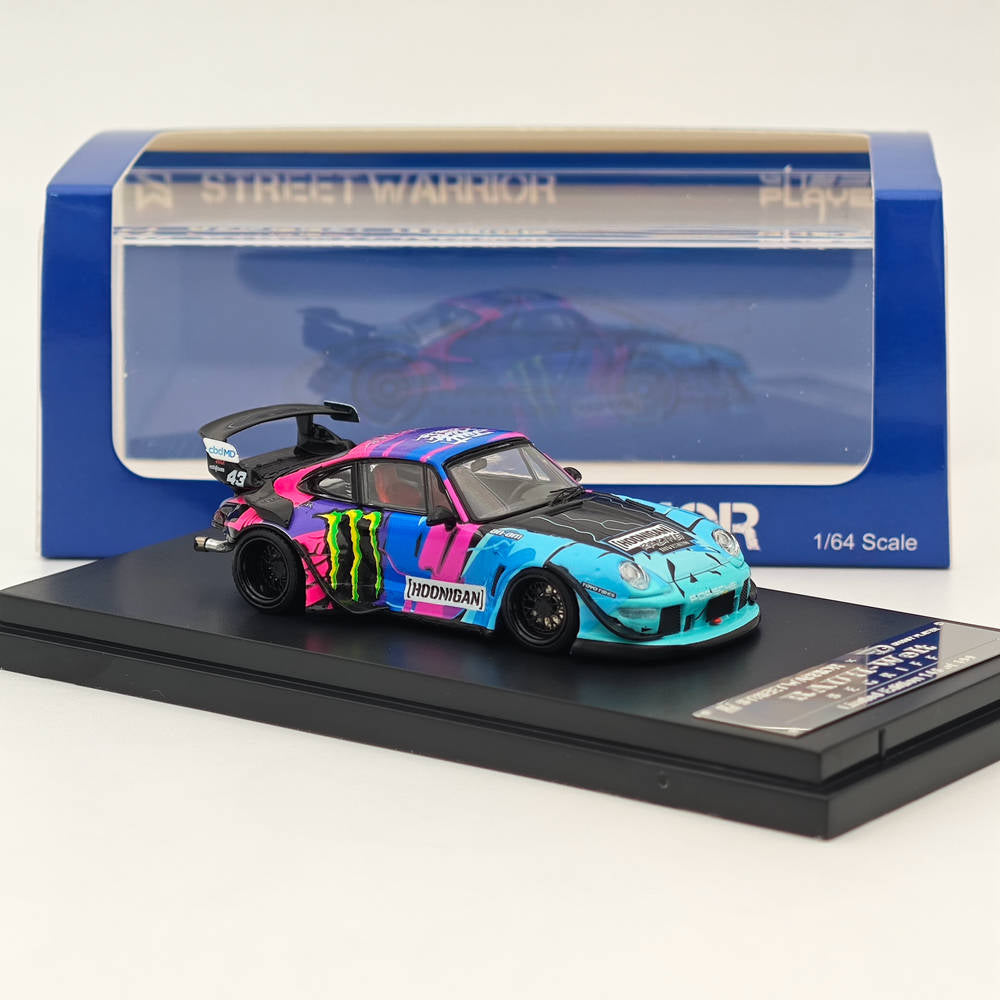 STREET WARRIOR 1:64 Porsche 993 RWB Monster Energy painting Hoonigan  Diecast Models Car Toy Collection