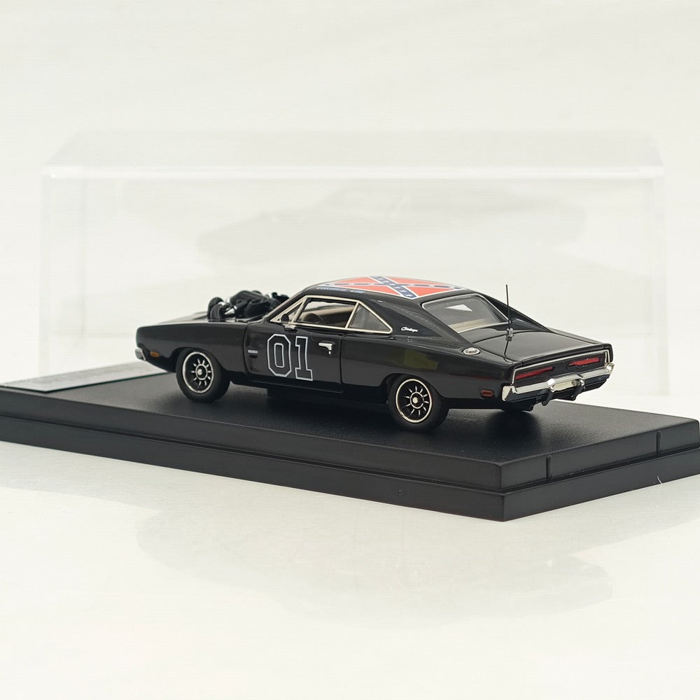 Mini Forge 1:64 1969 Charger General Lee Black with 1600 HP Twin-Turbo LS Diecast Motor