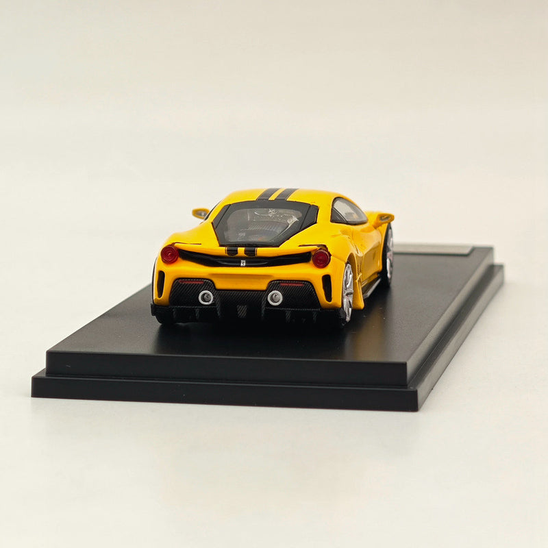 1:64 Ichilan Ferrari Novitec 488 Pista Yellow Super Racing Sports Model Diecast