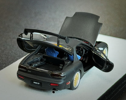 PGM 1:64 Mazda RX7 Regular/Luxury Matte Black Can Open The Doors and Covers