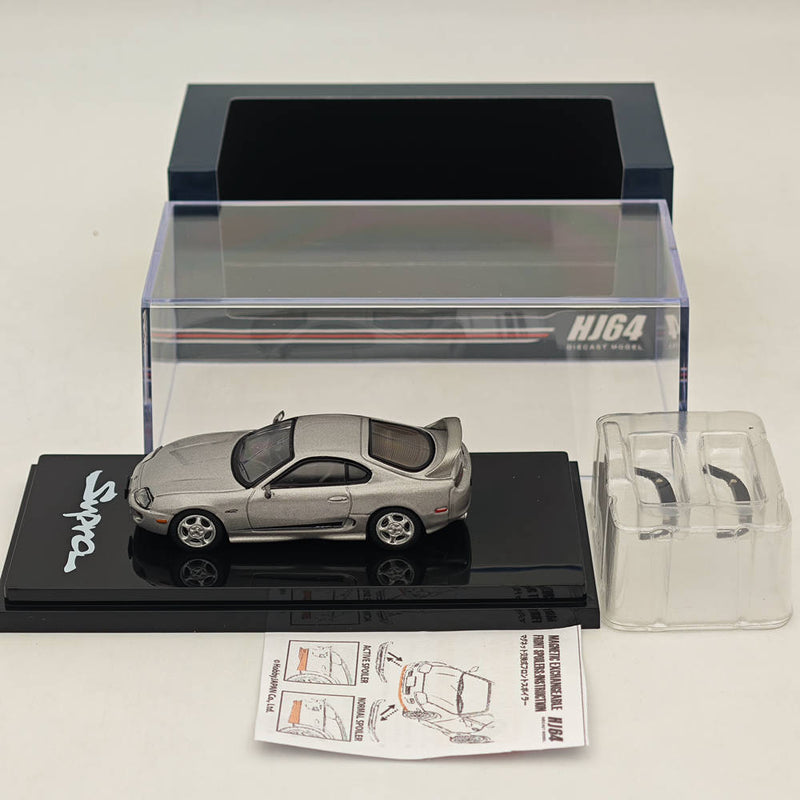 Hobby Japan 1/64 Toyota SUPRA RZ JZA80 GENUINE CUSTOMIZED VER with ActiveSpoiler HJ643042S Diecast Models Car Collection