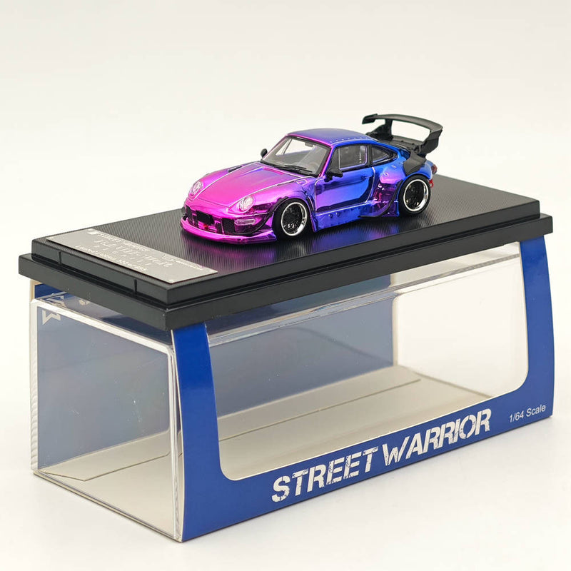 1:64 STREET WARRIOR Porsche 993 RWB Gradient Chrome Purple Diecast Models Car Limited Collection