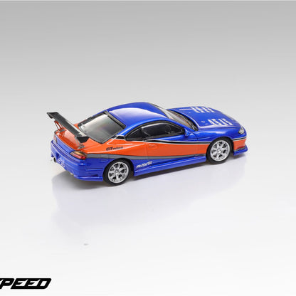 Pre order Fast Speed 1:64 Silvia S15 Mona Lisa Speed Orange Blue Coating FNF Front Cover Openable Diecast Model Car