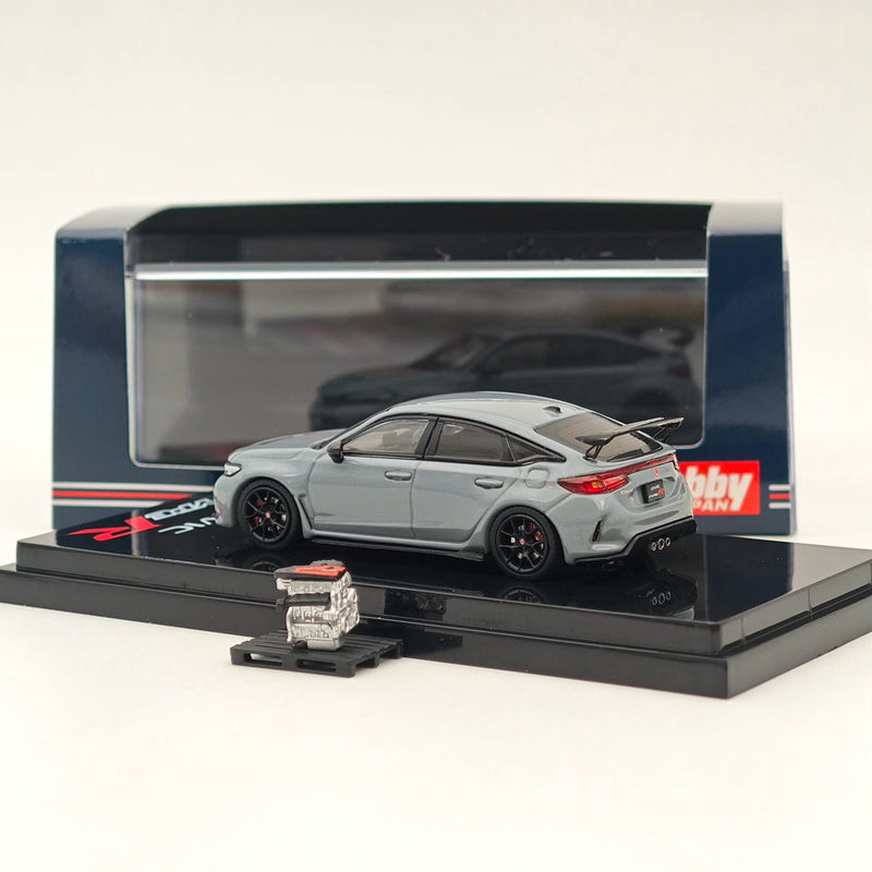 Hobby Japan 1:64 Honda CIVIC TYPE R (FL5) with Engine Display Model Sonic Gray Pearl HJ641063GM Diecast Models Car Collection