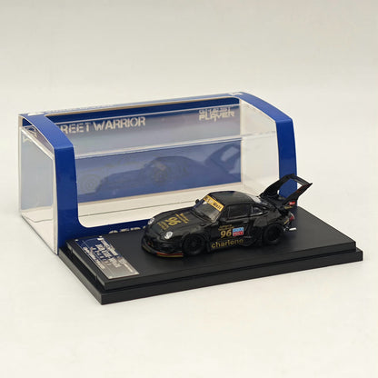1:64 Street WARRIOR SW PORSCHE RWB 993 CHARLENE HIGH TAIL WING #96 Black Diecast
