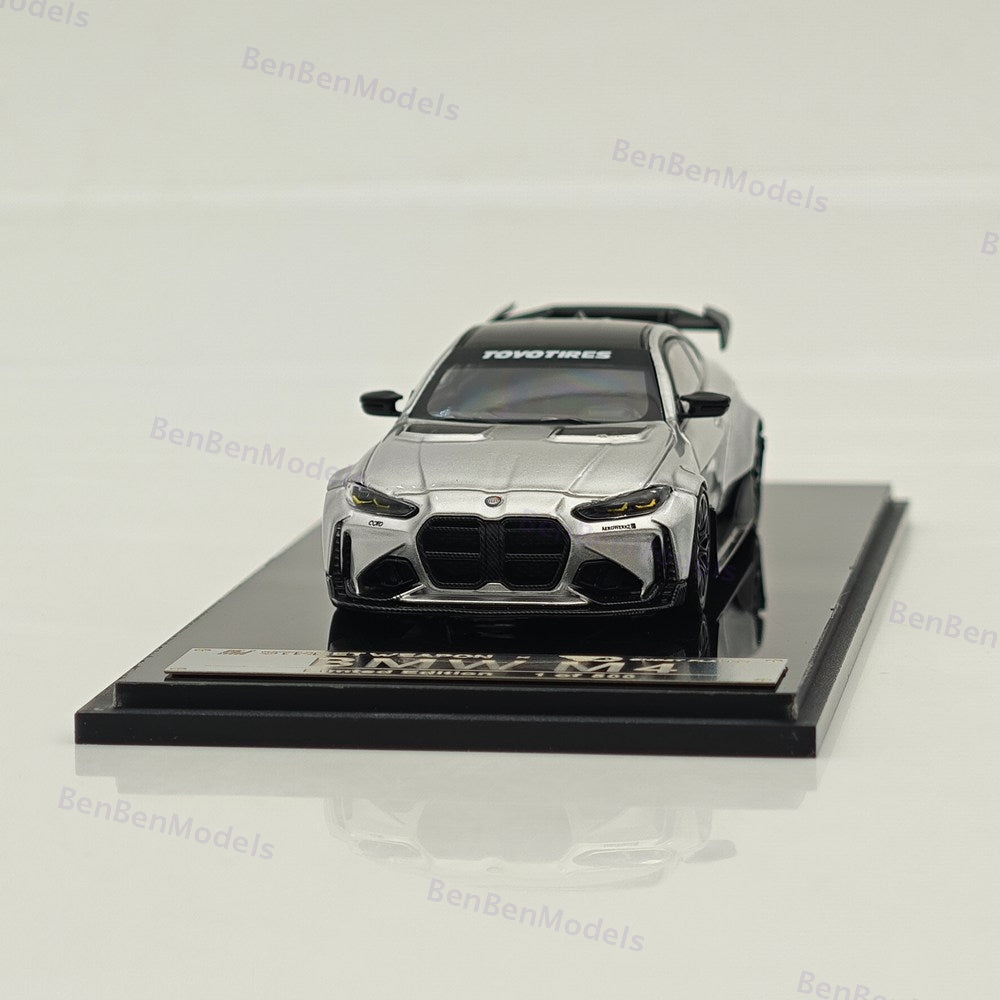 1:64 SW BMW M4 G82 Silver Sports Diecast Models Car Limited Collection Gifts
