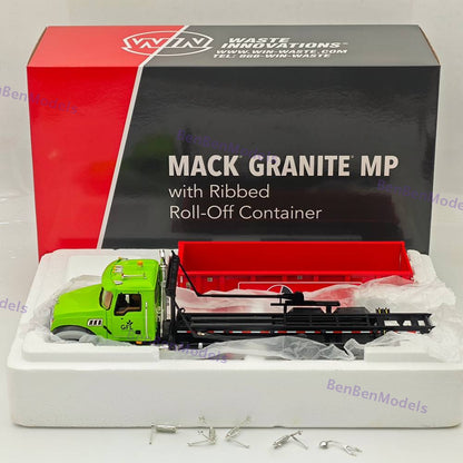 1/34 FIRST GEAR Mack Granite MP with Ribbed Roll-Off Container DIECAST 10-4298