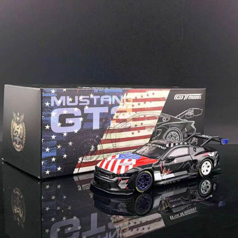 Pre order GT Model 1:64 Mustang GT3 Racing Iron Bottom Rubber Tire GT 1:64 Ford Mustang GT3 Racing Iron Bottom Rubber Tire Overseas Custom Version Diecast Model Car Limited Collection
