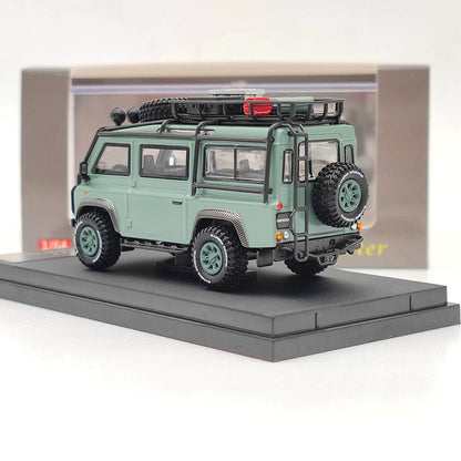 Master 1:64 Land Rover Defender Van Camp Gulf Jouets moulés sous pression Modèles de voitures Véhicules miniatures Hobby Cadeaux de collection 