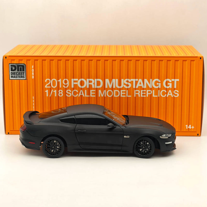 DM 1/18 Scale Model Replicas Ford Mustang GT 2019 Matte Black RHD Diecast Car Miniature Hobby