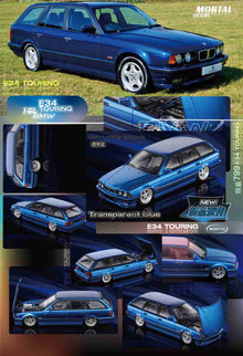Mortal 1:64 M5 E34 TOURING Wagon Openable Hood Diecast Toys Car Models Hobby Collection Gifts