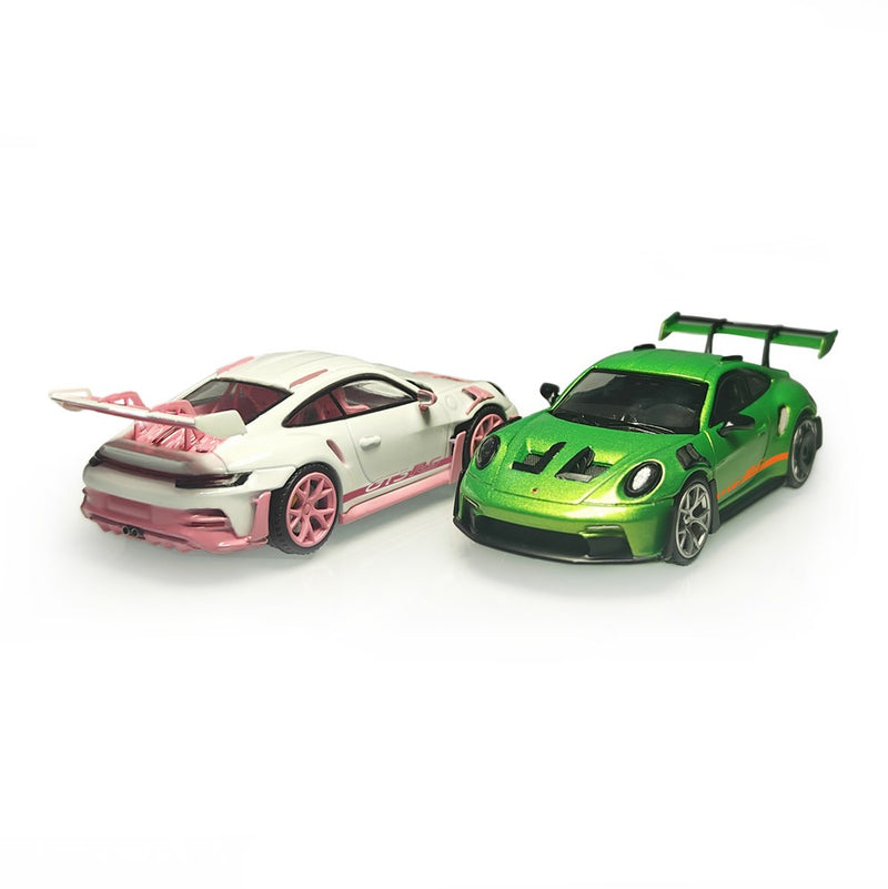 MJ 1:64 Porsche 911 992 GT3 RS Christmas Scene Diecast Toys Car Models Miniature Hobby Collection Gifts