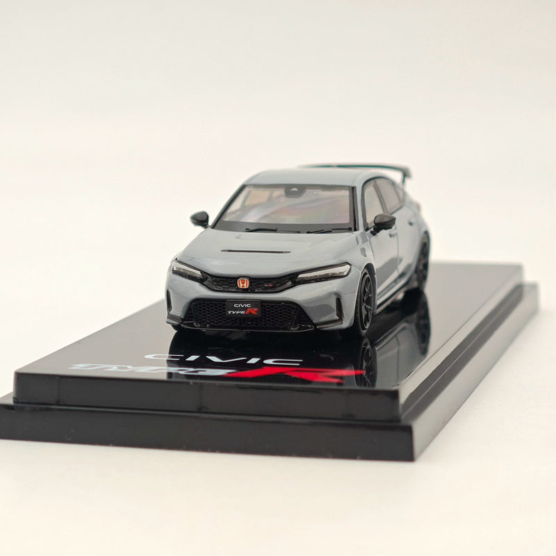 Hobby Japan 1:64 Honda CIVIC TYPE R (FL5) with Engine Display Model Sonic Gray Pearl HJ641063GM Diecast Models Car Collection