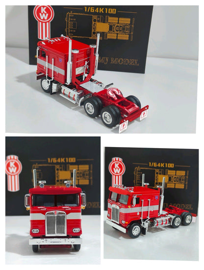 MJ 1:64 Kenworth K100 Diecast Alloy Truck Car Models Collectible Gifts Display Tractor