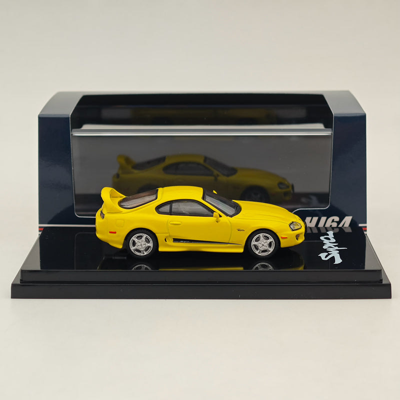 Hobby Japan 1/64 Toyota SUPRA RZ JZA80 GENUINE CUSTOMIZED VER with ActiveSpoiler Yellow HJ643042Y Diecast Models Car Collection