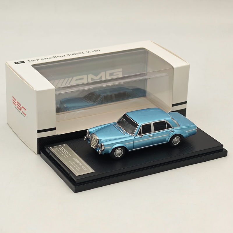 BSC 1:64 Mercedes Benz 300SEL W109 AMG Blue Diecast Car Model Toy Collections