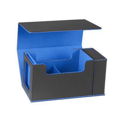 Multi Functional PU Card Storage Box Magnetic Closure with Display Window & Removable Dice Compartment for Hard Card Slabs