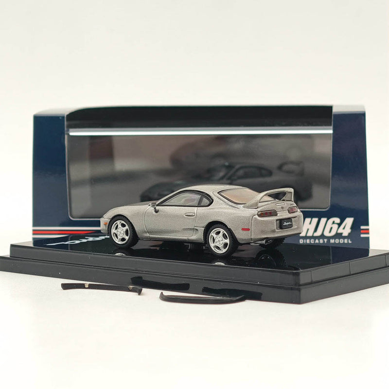 Hobby Japan 1/64 Toyota SUPRA RZ JZA80 with Active Spoiler Parts Silver HJ642042S Diecast Models Car Collection