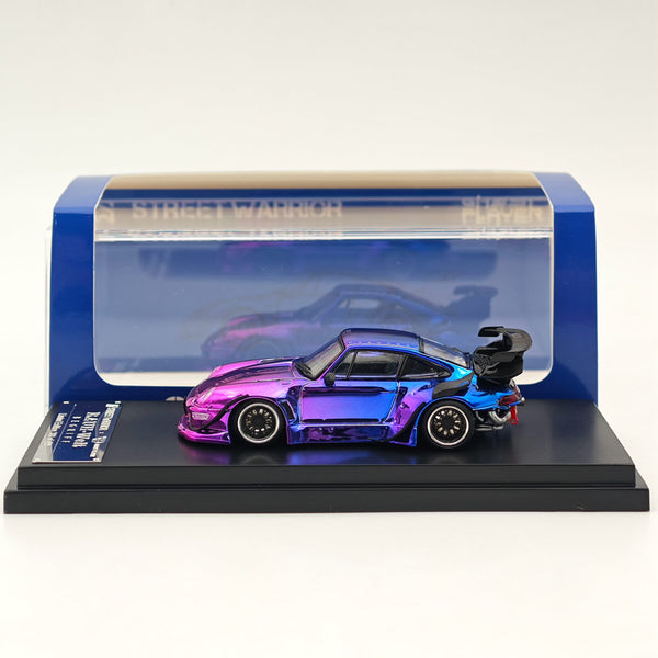 1:64 STREET WARRIOR Porsche 993 RWB Gradient Chrome Purple Diecast Models Car Limited Collection