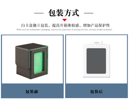 Upgraded Magnetic PU Vertical Deck Box with Front View Window for TCG CCG Sports Trading Cards
