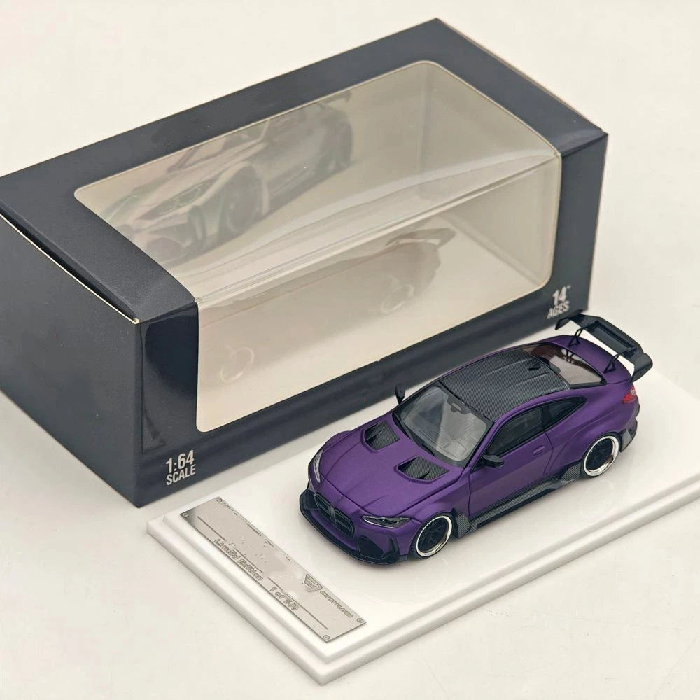 1:64 STREET WARRIOR SW G82 M4 matte purple Widebody Sports Limited Diecast Model