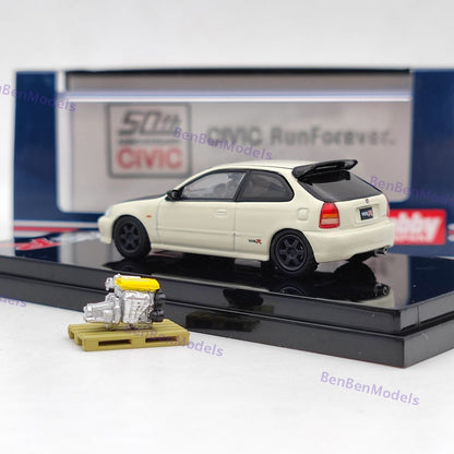 1/64 Hobby Japan Civic TYPE R (EK9) With Engine Display Model HJ642016EW White