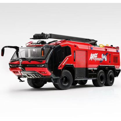 Guangtai 1/50 ARFF 6X6 Airport Main Fire Truck Red Black Alloy Model Gift Collection Moving Details