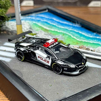 KING MODEL 1:64 Lamborghini LP700 Aventador Police Livery Alloy Diecast Car Model Hobby Collection Gifts