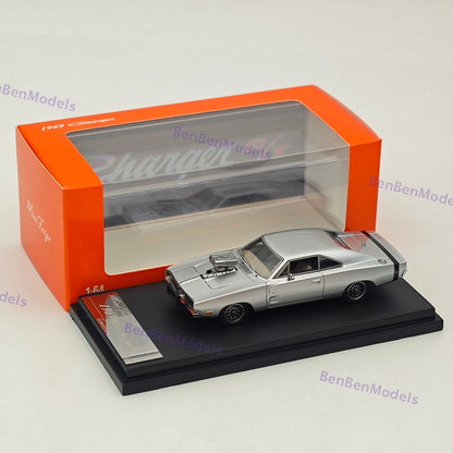1:64 Mini Forge 1969 Charger R/T Silver Diecast Metal Car Limited Edition