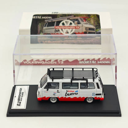 Mortal 1/64 Alloy Car Model - Lowrider Volkswagen T3, Tiffany Blue & White/Orange & Pink/Chocolate Bueno Color, 999 Units Limited, with Accessories