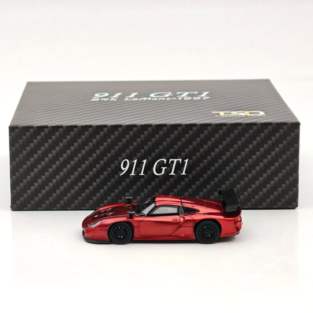 Transcend model TSD 1:64 911 GT1 24h LeMans 1997 Carbon Fiber Opening Hood Diecast Model Car Limited Collection