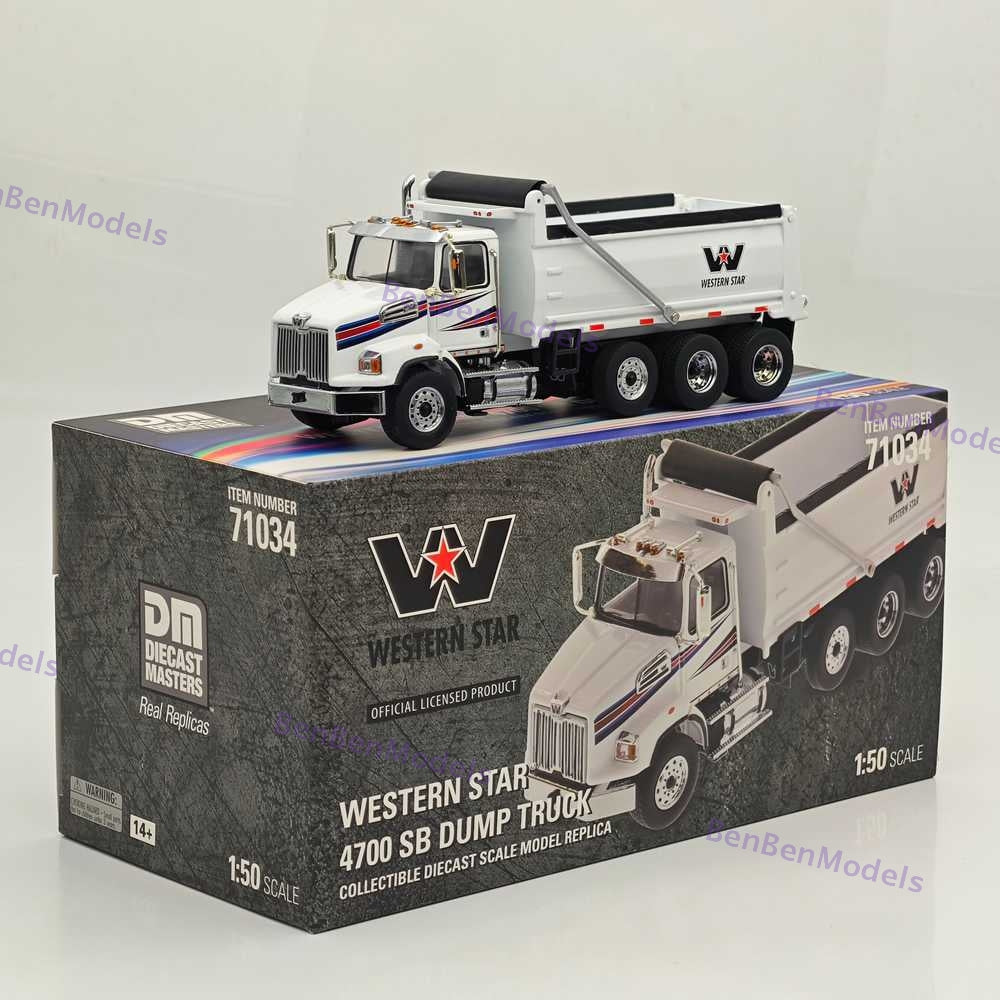 1/50 DM WESTERN STAR 4700 SB Dump Truck White Diecast Model 71034 Toy Gift
