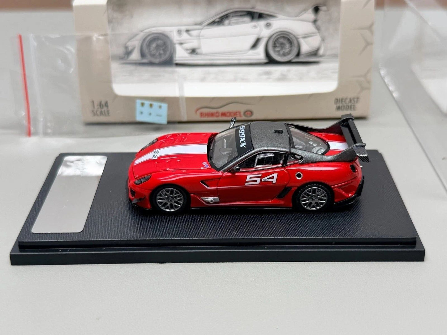 Rhino Model RM 1:64 599XX Racing Sports Model Diecast Metal Car with Openable Hood