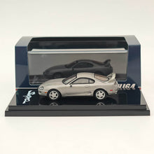 Hobby Japan 1/64 Toyota SUPRA RZ JZA80 avec pièces de spoiler actif Argent HJ642042S Modèles moulés sous pression Collection de voitures 