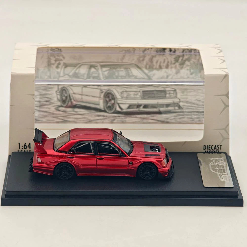 Rhino Model RM 1:64 W201 190E Modified Open Hood Diecast Model Car Limited Collection