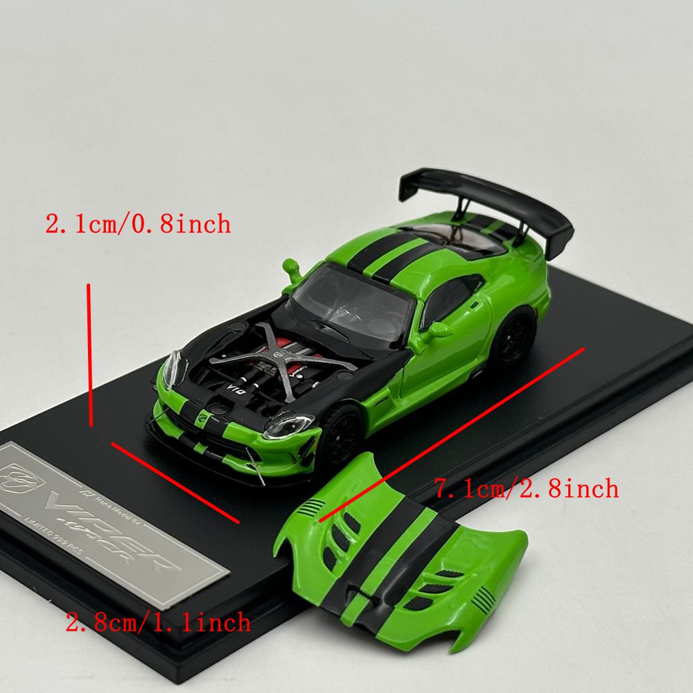 Hone Model 1/64 Viper MK3 ACR Magnetic Hood Racing Sports Diecast Model Car