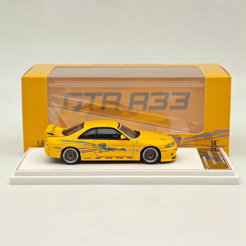 1:64 FH Nissan Skyline R33 GT-R BCNR33 FNF Yellow Diecast Models Car Toy Limited Collection Auto Gift