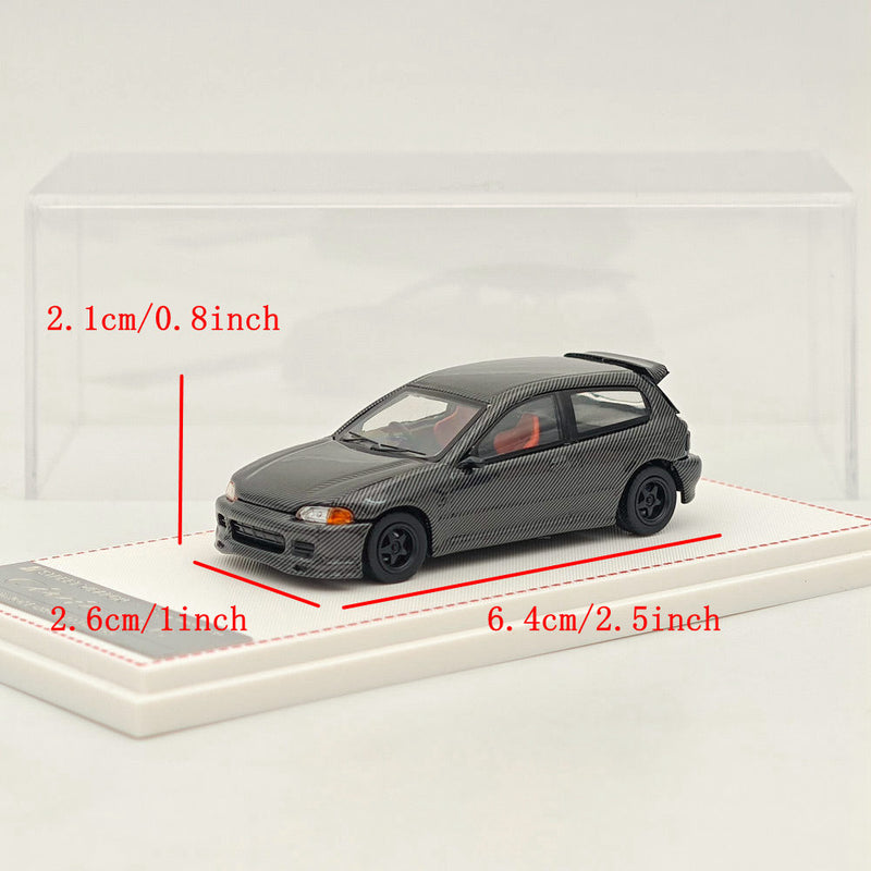 Street Weapon 1:64 Honda Civic EG6 Carbon V2 Black Diecast Model Car Collection