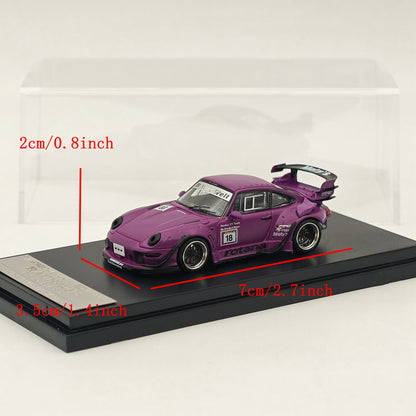 1:64 SW Purple 911 RWB 993 Apple #18 Modèle de voiture de sport de course en métal moulé sous pression 