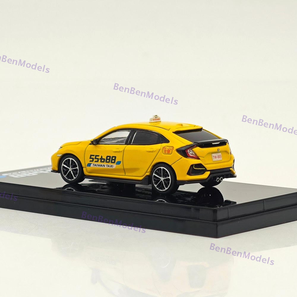 1:64 Hobby Japan Yellow Civic FK7 Hatchback Sports Taxi Model HJ642018AT Diecast
