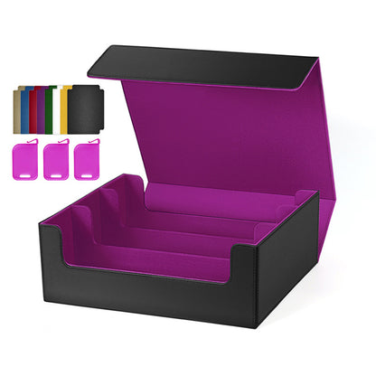 3 Grid PU Leather Magnetic Trading Card Storage Box 1800+ Cards with Separators