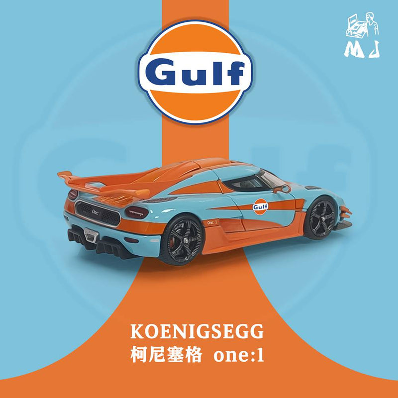 MJ 1:64 Koenigsegg one1 Gulf/Noctilucent Diecast Toys Car Models Miniature Hobby Collection Gifts