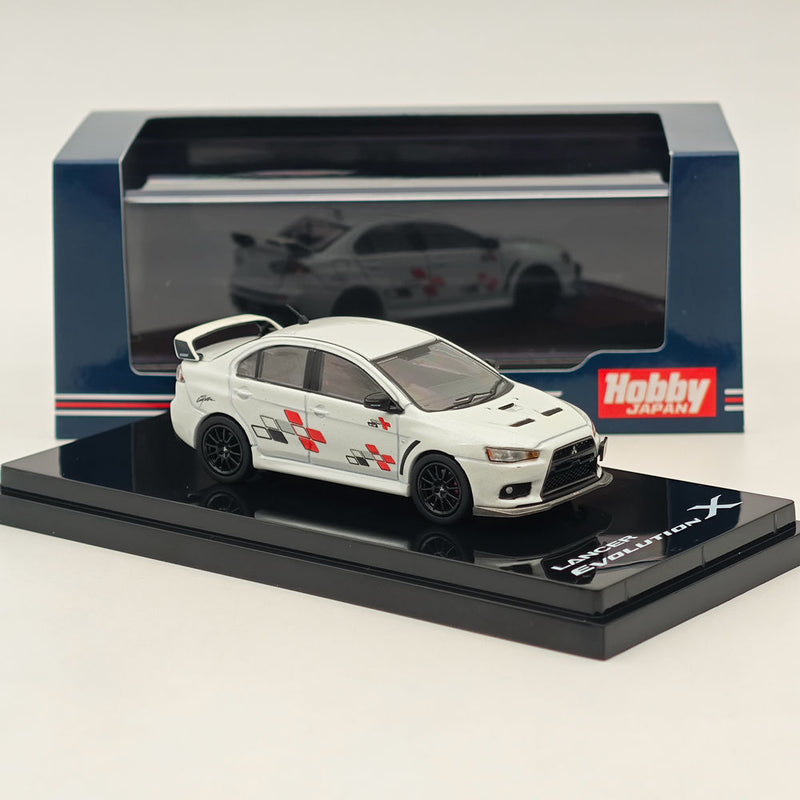 Hobby Japan 1/64 Mitsubishi Lancer Evolution X RALLIART White Pearl HJ643053BWP Diecast Model Car Limited Collection