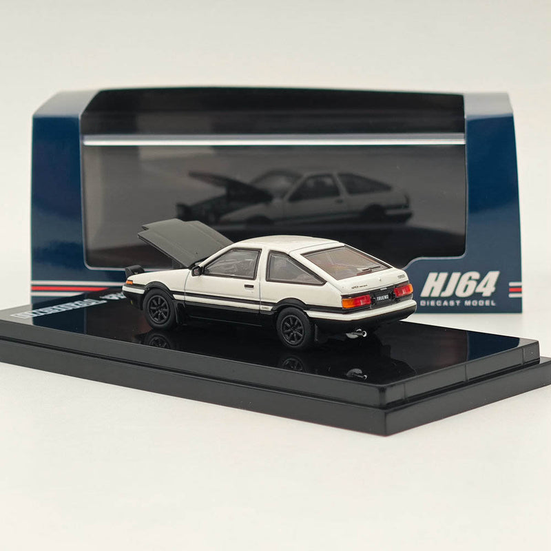 Hobby Japan 1/64 Toyota SPRINTER TRUENO GT APEX(AE86) JDM Style with CARBON BONNET White HJ641052BWB Diecast Model Car