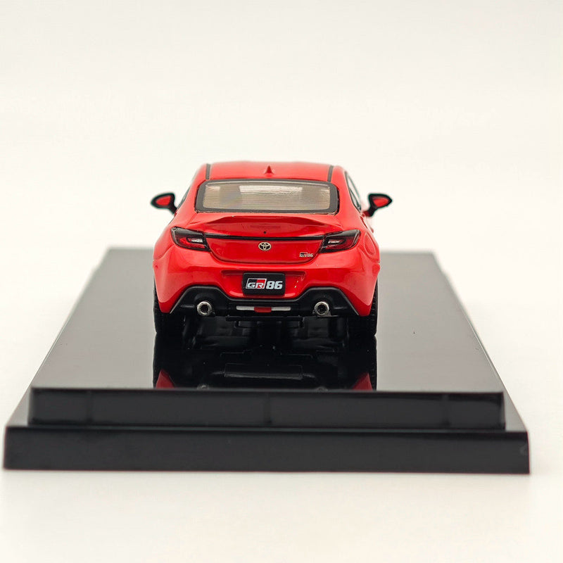 Hobby Japan 1:64 Toyota GR86 RZ With Genuine optional rear spoiler Spark Red HJ644048R Diecast Models Car Collection